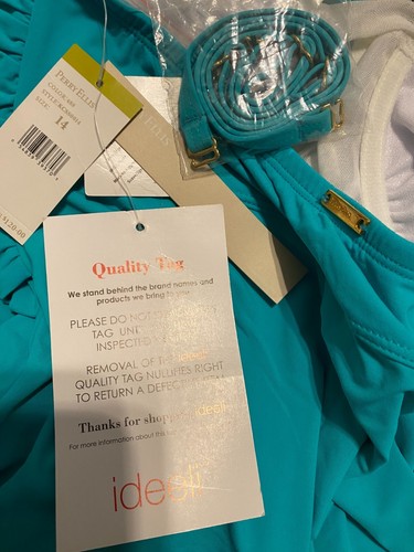 NWT PERRY ELLIS One-Piece Swimsuit Size 14 in (Aqua) Reg $120 - Picture 5 of 8