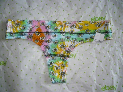 Rue 21 Women's Cotton Thong Panties X-LARGE Retro Tie Dye W Daisy Flowers NEW
