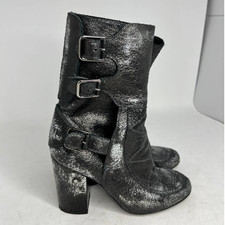 Laurence Dacade Merli Silver Metallic Crackle Boots Sz. 6.5