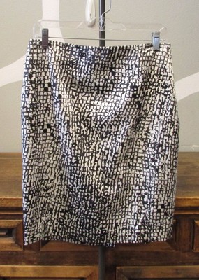 Best Price ANN TAYLOR Black White Silk Blend A Line Skirt  8