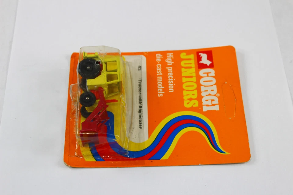 1973 Corgi Juniors #43 Tractor with Angledozer Yellow Red United Kingdom NEW NOS - Image 3 of 4