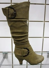 New Women's Top Moda Bag 9 Slouch Kitten Heel Buckle Accent Cognac Size 7