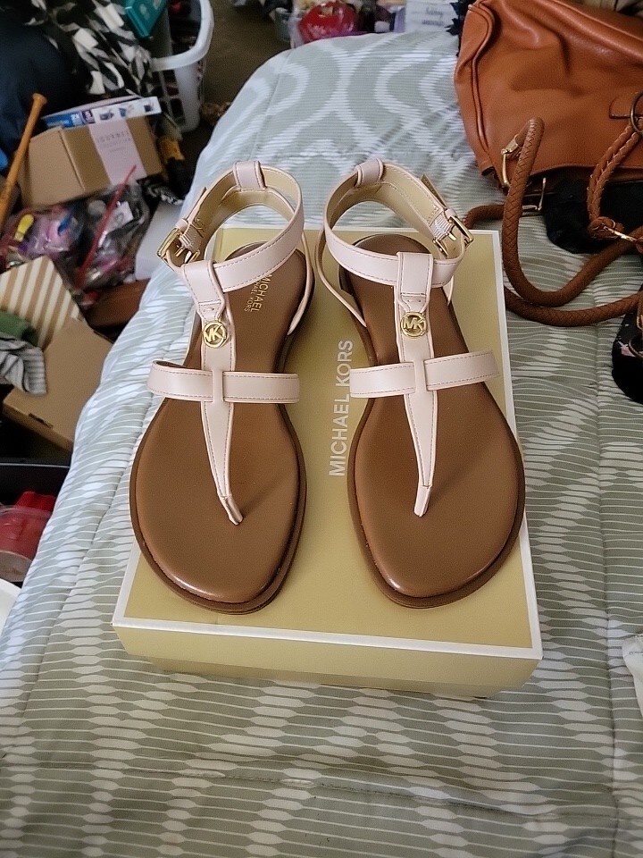MICHAEL KORS SASHA FLAT SANDAL SOFT PINK US 7.5M NEW IN BOX | eBay