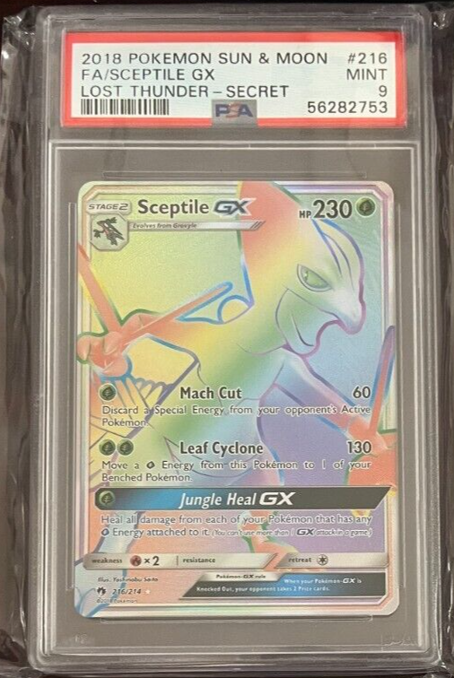 Pokemon Sceptile GX Lost Thunder Secret Rare Full Art #216 PSA 9