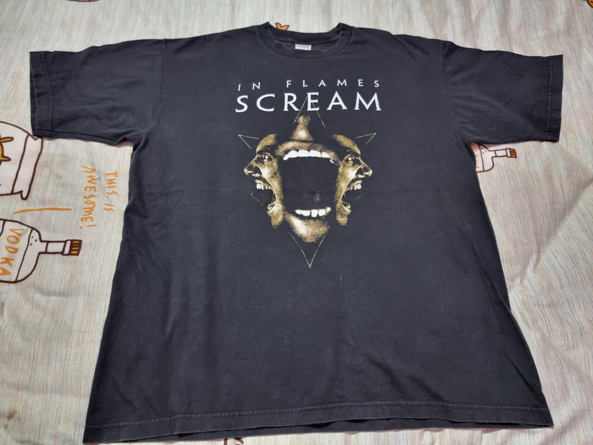 rare Vintage In flames - scream t-shirt Size XL Faded | eBay