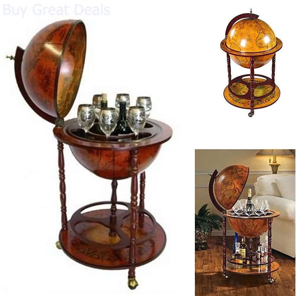 Bar Globe Old World Italian Wine Liquor Cabinet Storage Style Mini