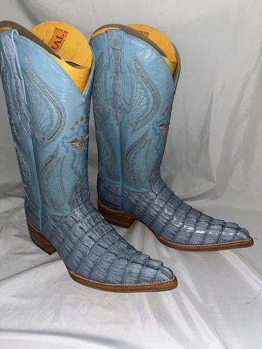El General Handmade Cowboy Rodeo Boots Exotic Leather Croc Back Women’s Sz 8.5