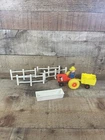 Vintage 1979 Fisher Price Little People#915 Farm Farmer Tractor Fence Troph 254