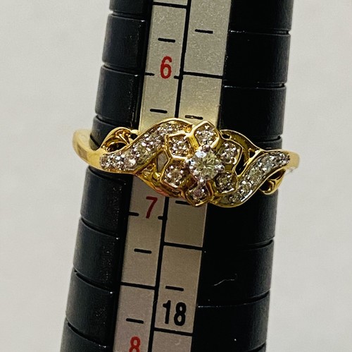 Anillo de oro amarillo sólido 14 quilates con diamantes naturales talla 6,5 INDIA AUTÉNTICO - Imagen 5 de 9