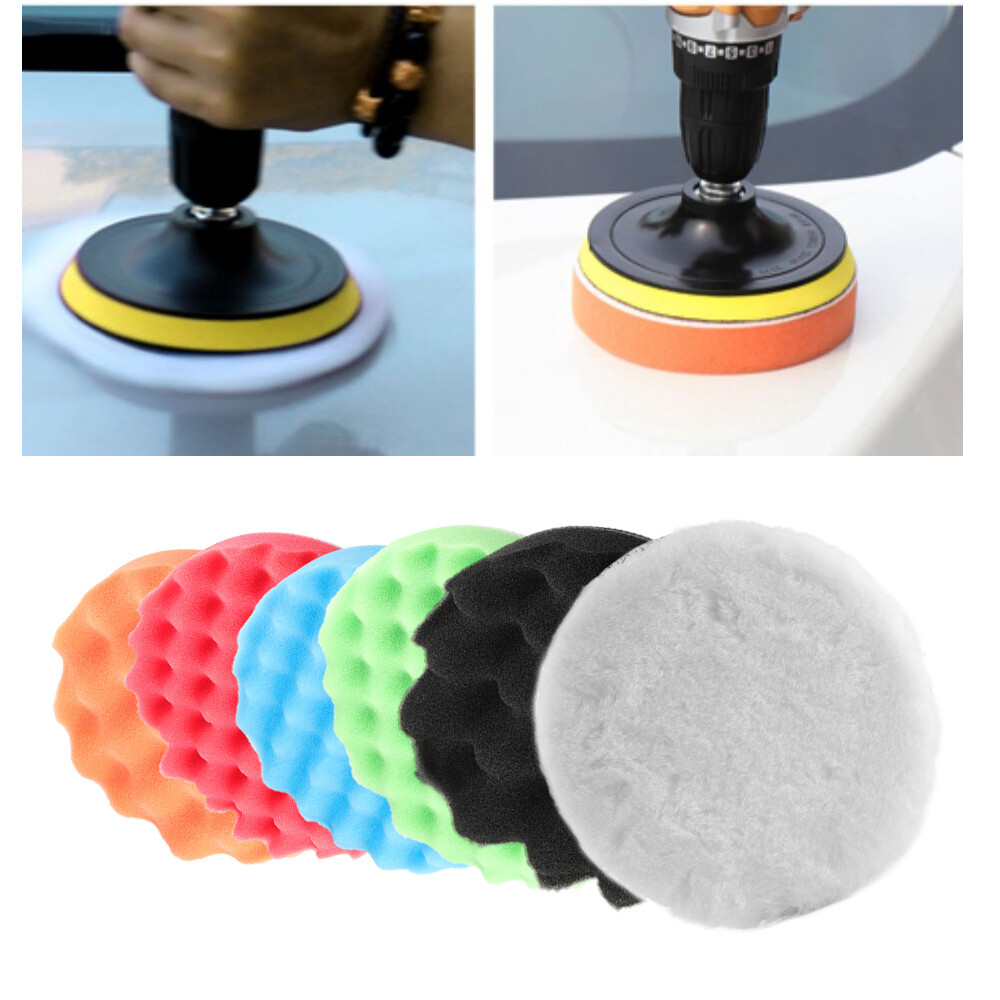 8Pcs 7 Inch Polishing Pads Sponge Waxing Foam Buffing Kit Car Polisher