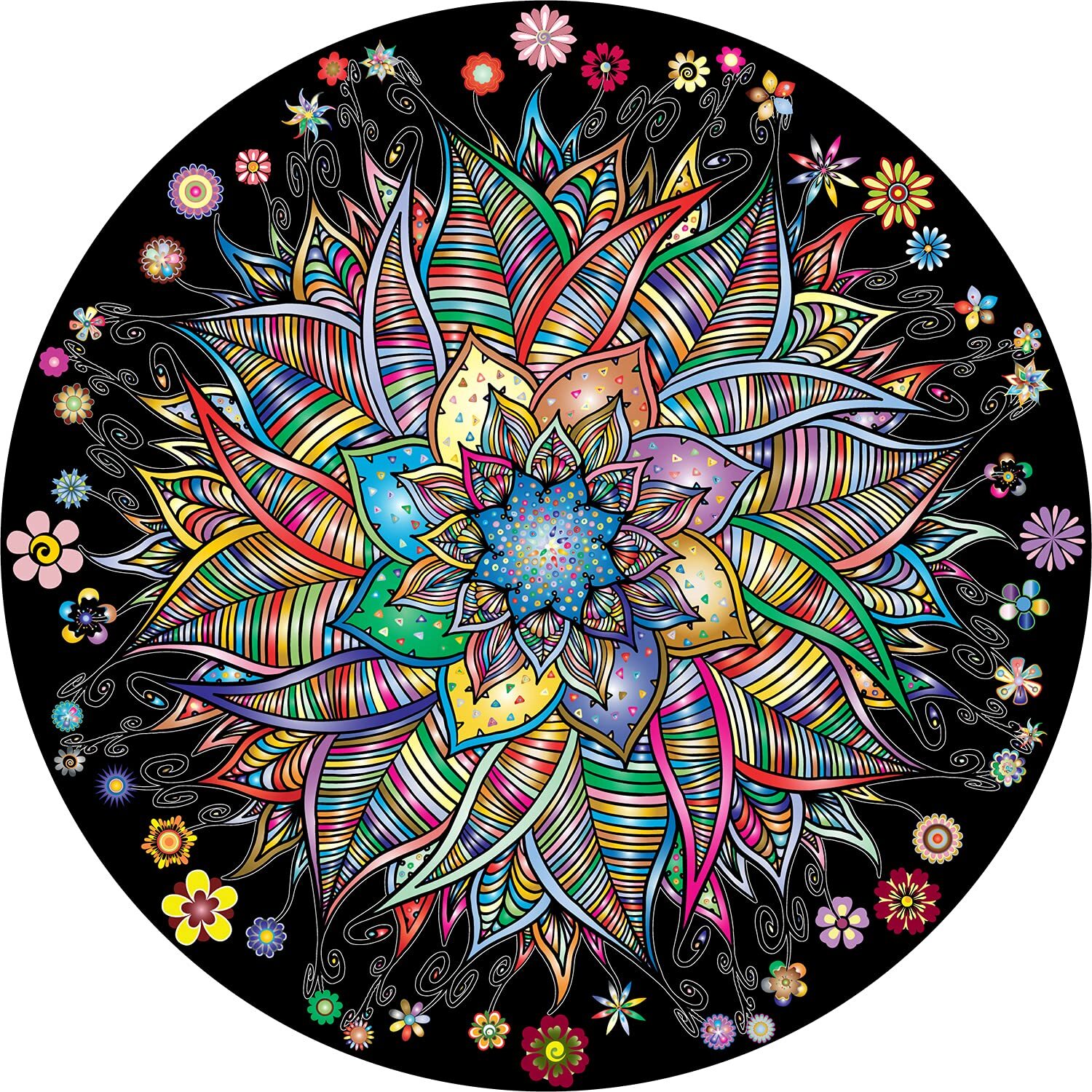 Bgraamiens Puzzle-Flower Whisper-1000 Pieces Round Puzzle Color Challenge Jig...