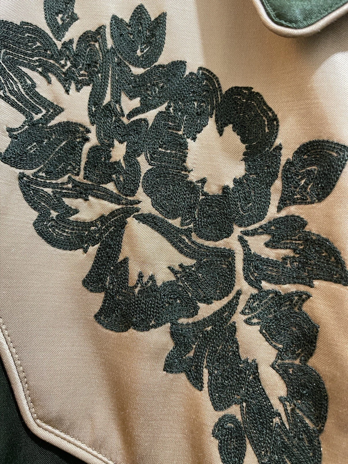 Kenzo Camicia Abito Uomo Floreale Manica Lunga Ricamata Verde Sabbia 42 16 5