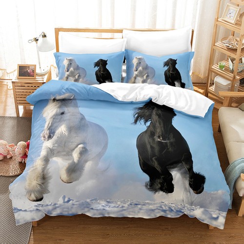 Galloping Horse Bedding Set 2/3 PCS Quilt Duvet Cover Dorm Single Double King - Picture 18 of 32