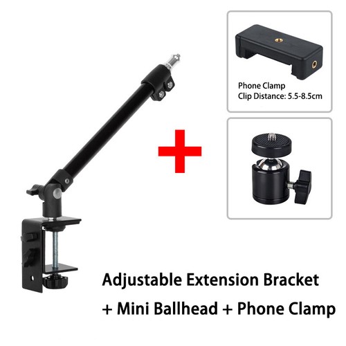 Phone Extension Bracket Adjustable Tabletop Bracket Stand with 1/4" Ball Head - 第 25/26 張圖片