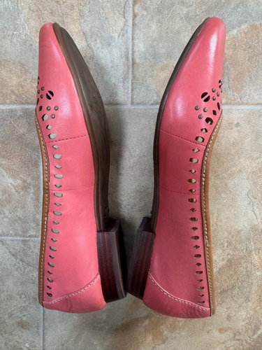 Clarks Artisan Ladies Slip-on Flat Coral Pink Leather Ballerina Shoes UK 6.5 - Picture 2 of 6