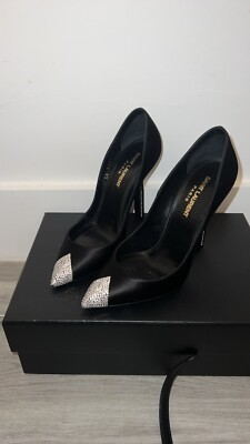 #ad YSL PUMPS sz 37 Crystal embellished Black $1600 $399.00