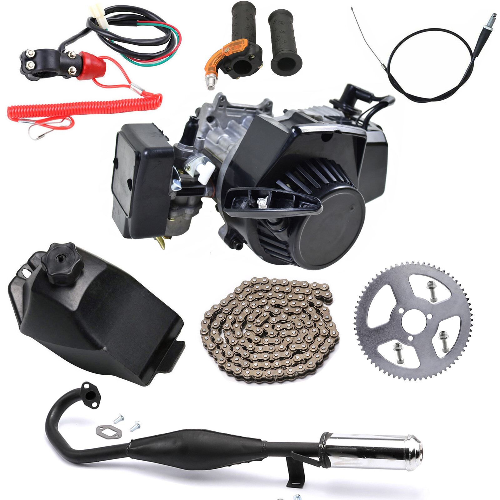 2 Stroke 47cc 49cc 50cc Gas Engine Motor Kit Pocket Rocket Dirt Bike Pull Start