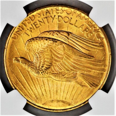 1908 $20 Saint Gaudens No Motto NGC MS65+ Beautiful luster with a