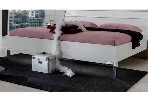 Schlafzimmer Set Loft Kleiderschrank Bett Nachtkommode in weiß mit Glas - Bild 8 von 12
