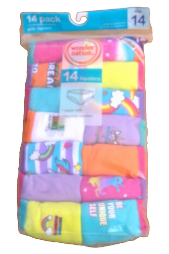 14-pack Wonder Nation Colorful Hipster underwear Girls Size 14 Soft Tag Free