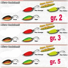  artificiali trout area ondulanti pesca trota lago fiume mini spoon canna qpr