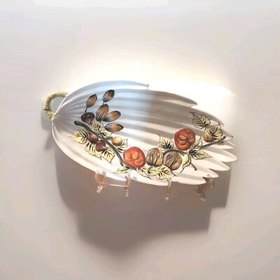   Vtg Italy Dish Figs/Leaves-18''x9''-Candy/ Centerpiece,Fruit Bowl-1957 Marked