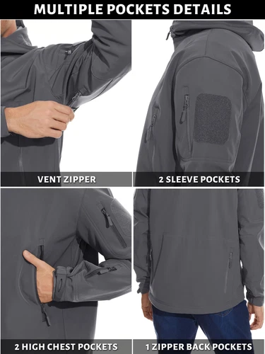 TACVASEN Waterproof Tactical Soft Shell Men Jacket Coat Army Windbreaker Outdoor image 9