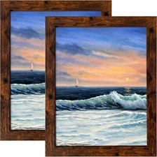 8X10 Picture Frame Brown for Wall Mounting or Tabletop Display, 2 Pack