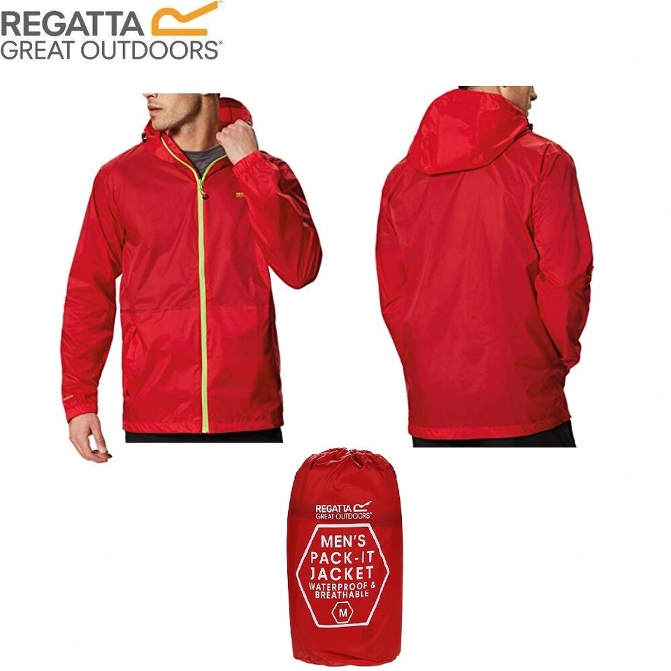 REGATTA MENS LIGHTWEIGHT BREATHABLE WATERPROOF JACKET IN A BAG XSMALL