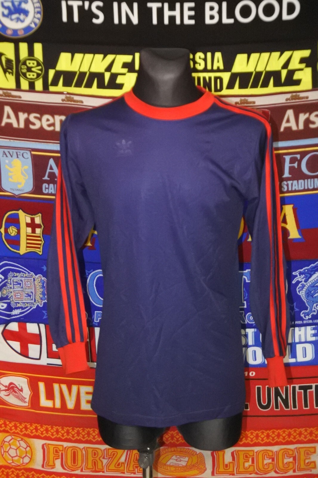 4/5 Adidas adults L made in West Germany l/s retro vintage football shirt jersey