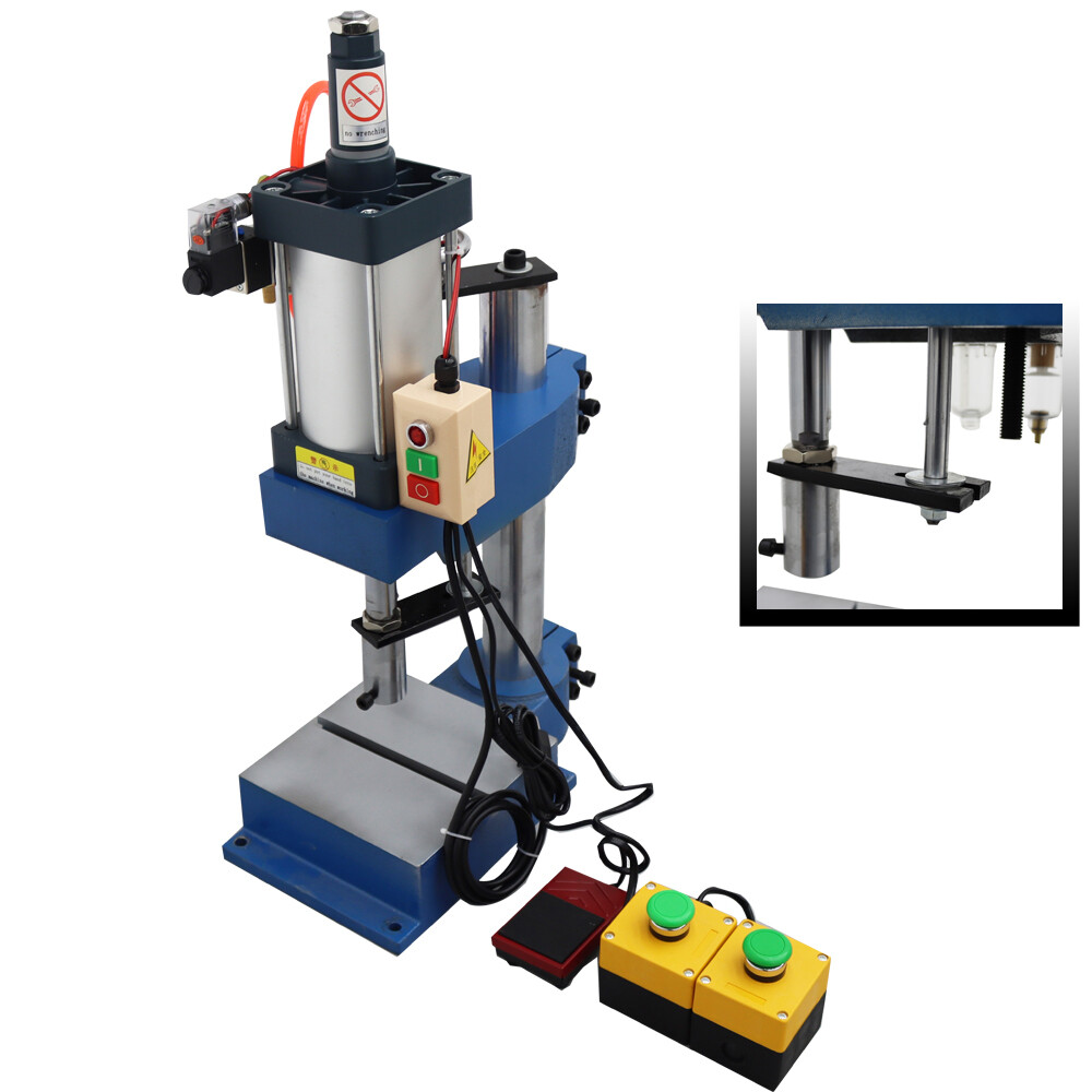 500kg Desktop Pneumatic Punch Press with Dual Buttons & Foot Pedal