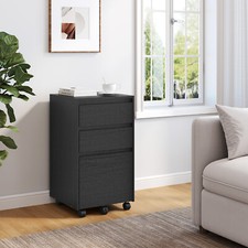 WOLTU Rollcontainer Aktenschrank Büroschrank mit 3 Schubladen 40x70x40cm Schwarz