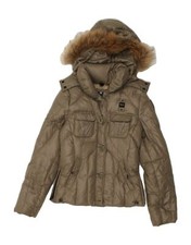 Blauer Womens Hooded Padded Jacket Uk 10 Small Brown Ca16