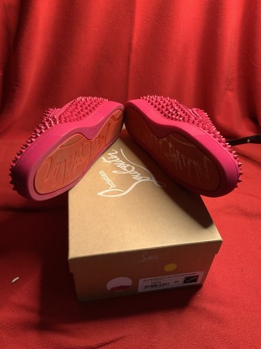 Christian Louboutin Roller Boat Flat Veau Velours GG Spike Rosa Pink Men Size 40 - Picture 5 of 5