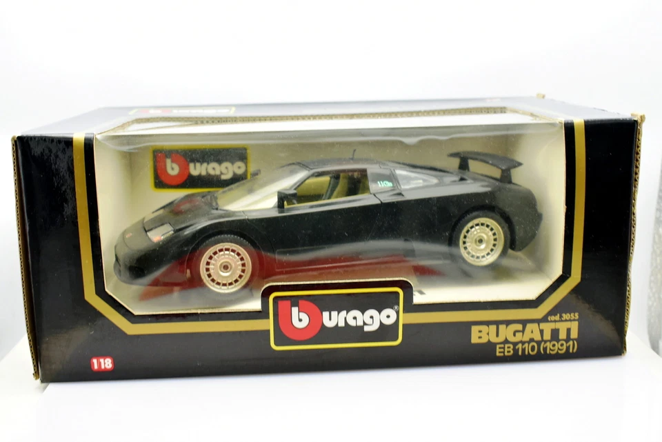 Modellino auto scala 1:18 Bugatti EB 110 Burago diecast modellismo statico nero - Immagine 2 di 4