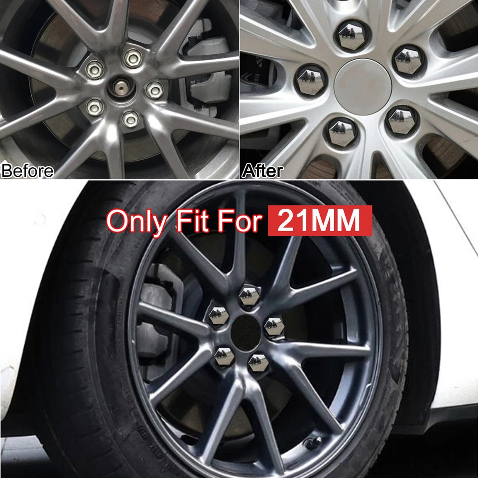 Gloss Silver Wheel Nut Lug Hub Cover Caps For Tesla Model3 S X Y Car Accessories - Imagem 2 de 4