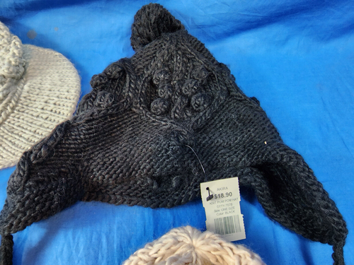 NWT Lot of 4 AKIRA Black Grey Headwear Caps Hats Knit Pom Pom Bill Hat + Gloves - Picture 7 of 10