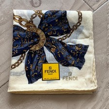 Fendi Handkerchief Silk Scarf Brand Seal Unused Authentic Vintage Rare