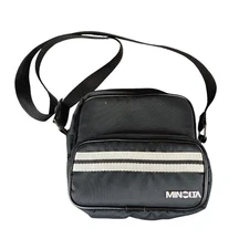 Minolta Black Messenger Bag Crossbody Strap Double Zip Front Pocket