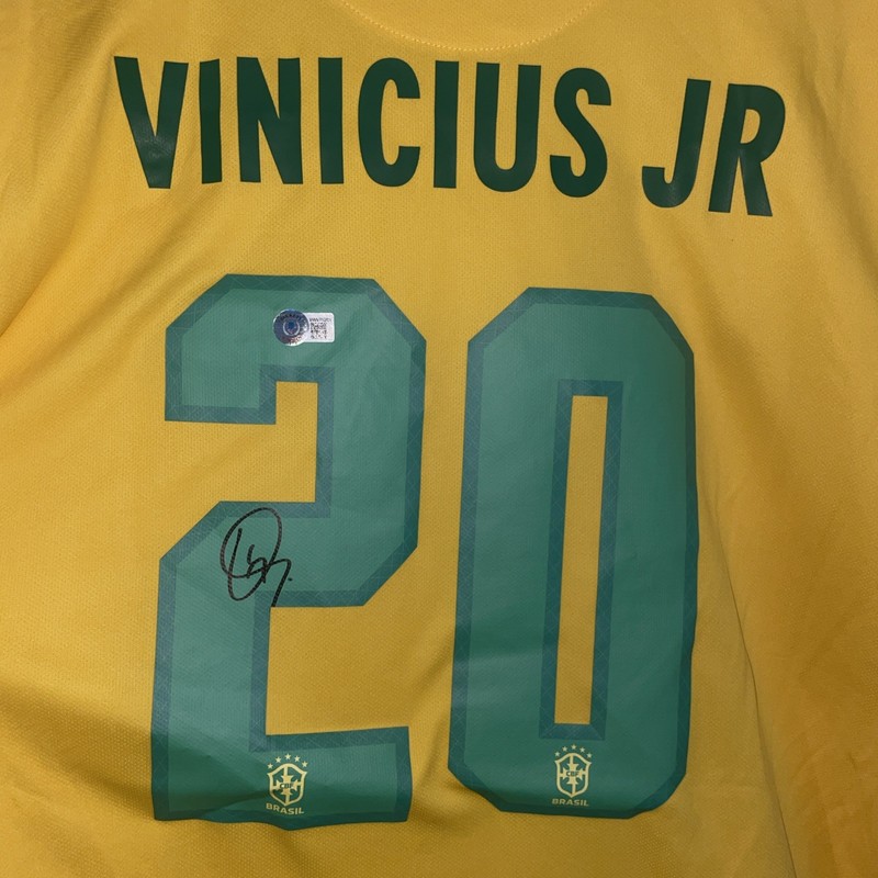🔥🔥Vinicius (Vini) Junior Signed Brazil Jersey Vini Jr. #20 Beckett COA🔥🔥