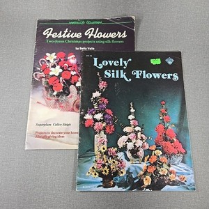 Silk Flowers 2 Leaflet Lot Lovely & Festive Craft Course Book & Plaid # 7461