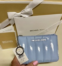 Michael Kors Porta Carte/Portafoglio ZipTop/Portachiavi Nuovo con etichette Magnetico Riutilizzo Confezione Regalo Lt Blu