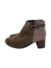 Michel Klein Boots L Brown Short Boots Heel Suede Check HXu83