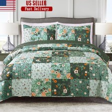 King Quilt Set Lightweight Floral Coverlet Soft Bedding 2 Pillow Shams New