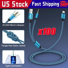 3.5mm Aux Cable with USB A 2-In-1 Charge Fit with iPhone 14 13 12 11 XS XR lot