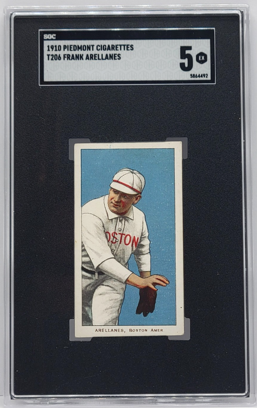 1910 Piedmont Cigarettes T206 Frank Arellanes Card - SGC 5 EX, Boston Red Sox