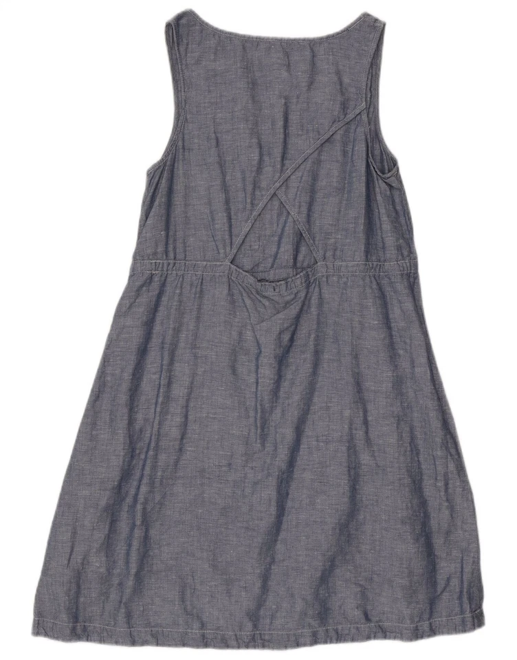 Vestido LEVI'S para mujer sin mangas línea A Reino Unido 10 pequeño azul lino CK02 Foto 3 de 4
