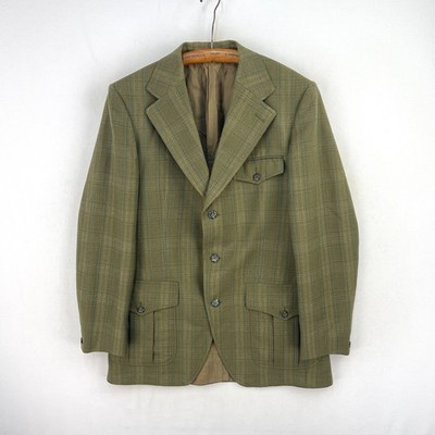 Dunn & Co Tweed Sakko Herren 38 L Grün Worsted Norfolk Hacken Schießen Jagd