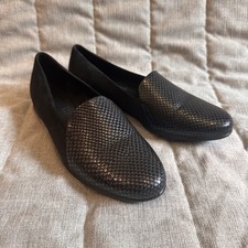 Ecco Womens Touch Ballerina 2.0 Scale Flats Shoes Black Leather EU 37 US 6