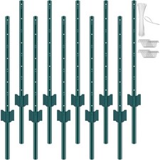VEVOR Metal Fence Posts 3ft 4ft 5ft 6ft 7ft Fence Post 6 / 10 Pack Heavy Duty